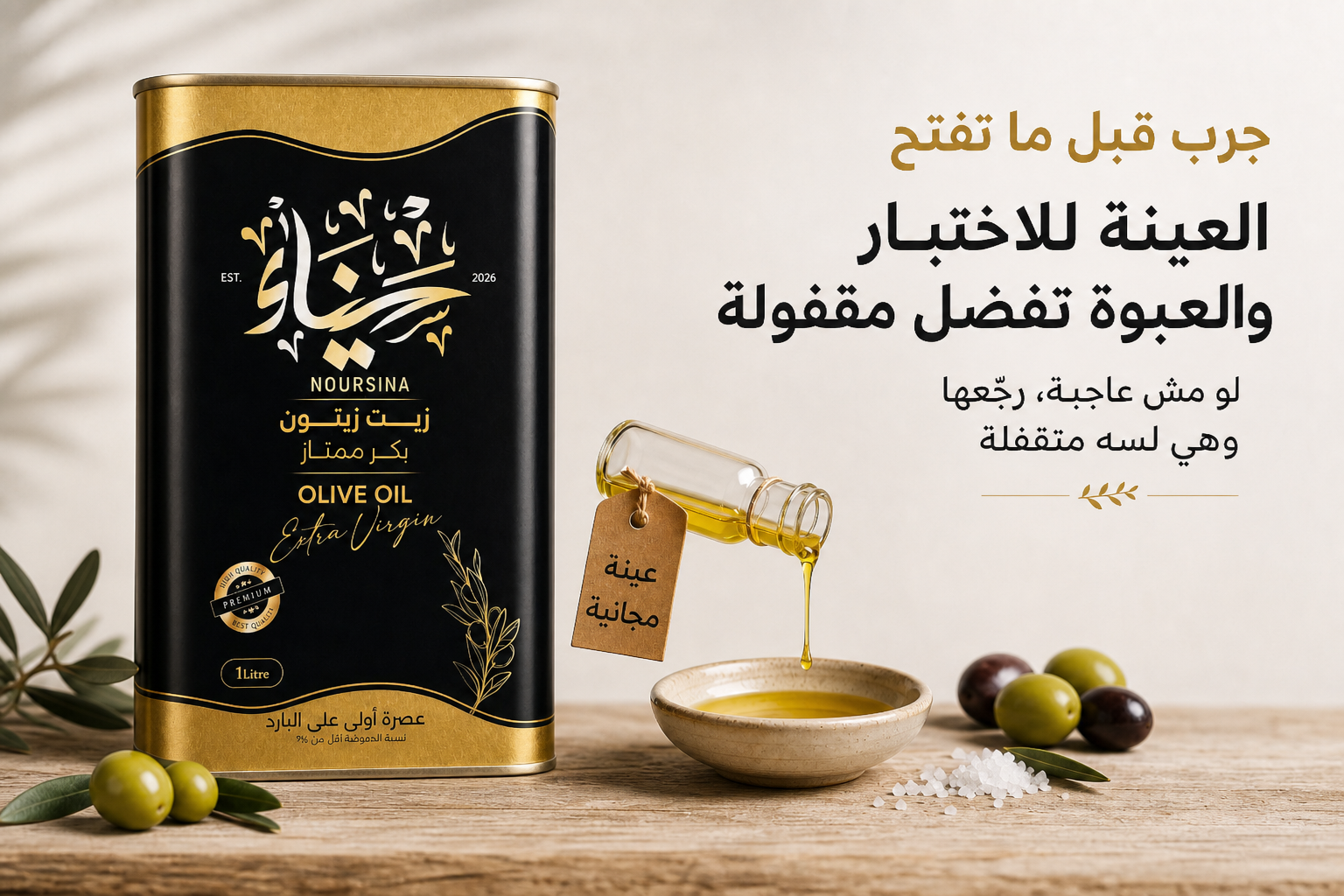 شحن مجاني للتر فأكثر مع عينة مجانية للتجربة والعبوة تفضل مقفولة